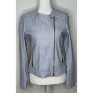 Slate and Willow Quilted  Moto Jacket Blue Leather Size S